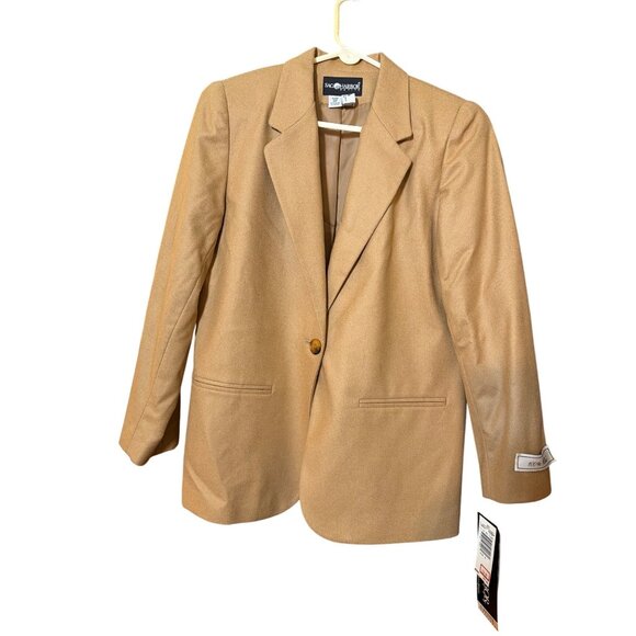 Vtg Sag Harbor Camel Blazer 100% Wool Single Button Lined Jacket Sz 6P NWT - Picture 1 of 6